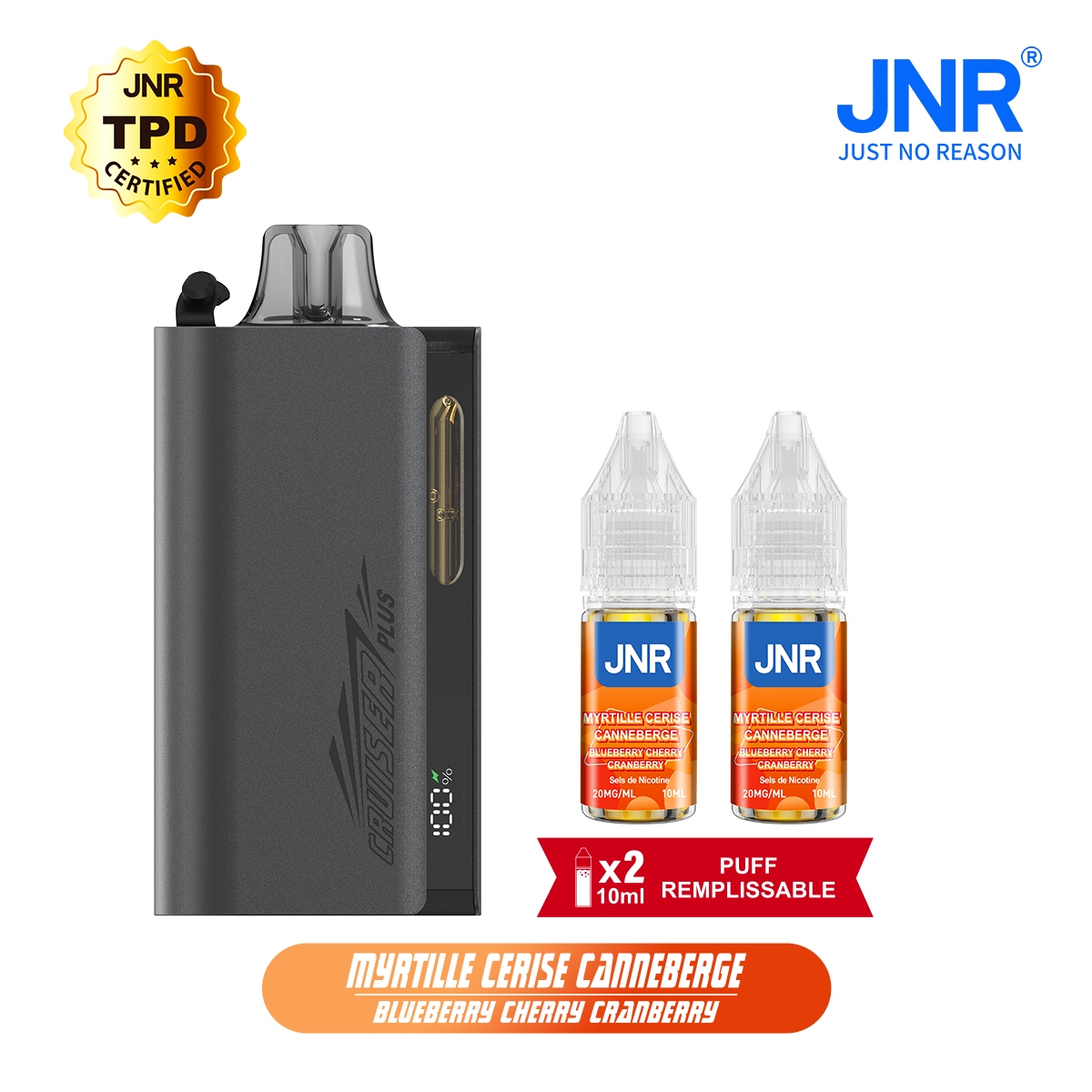 JNR Cruiser Plus 37K Refillable Kit Blueberry Cherry Cranberry